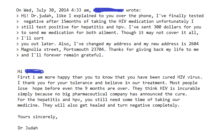 hiv testimony email